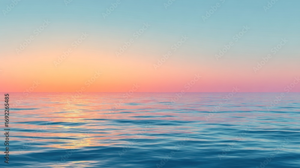 Obraz premium Serene Ocean Sunset with Calm Water and Soft Pastel Sky