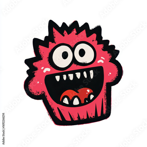 Cute and Colorful Cartoon Monster Cupcake with Big Eyes and Exaggerated Features for Fun Designs