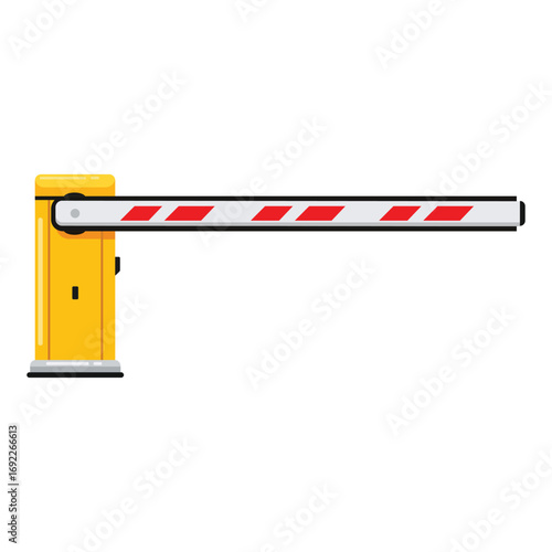 Yellow Road Barrier Gate Traffic Safety Mechanism with Red Stop Sign Security Entrance Control Infrastructure Prevention