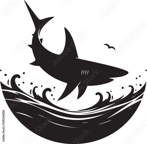 Black and White Shark Silhouette