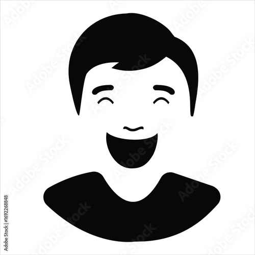 Cheerful Man Laughing Out Loud – Illustration of Pure Happiness and Joy