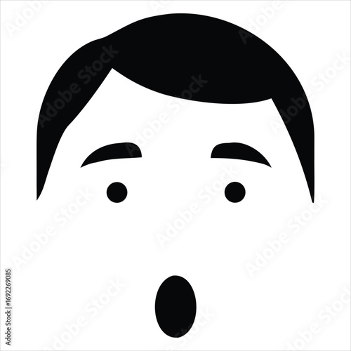 Astonished Person Icon—Simple Graphic with Wide Eyes and Open Mouth Expressing Shock, Surprise, and Amazement