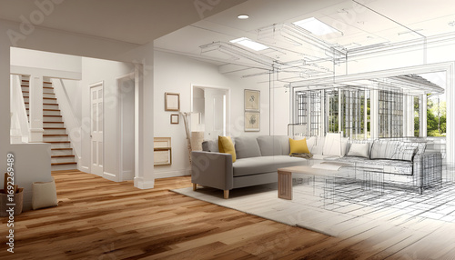 Wallpaper Mural Concept of home refurbishment, showing the transformation and renovation process of a residential space Torontodigital.ca