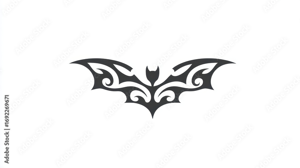 Fototapeta premium Decorative Tribal Bat Symbol with Elegant Curves and Flourishes for Unique Artwork Design