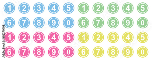 Number Icons Set 1 to 10 – Round and Flat Vector Symbols for Education, Bullet Points and Modern Design.