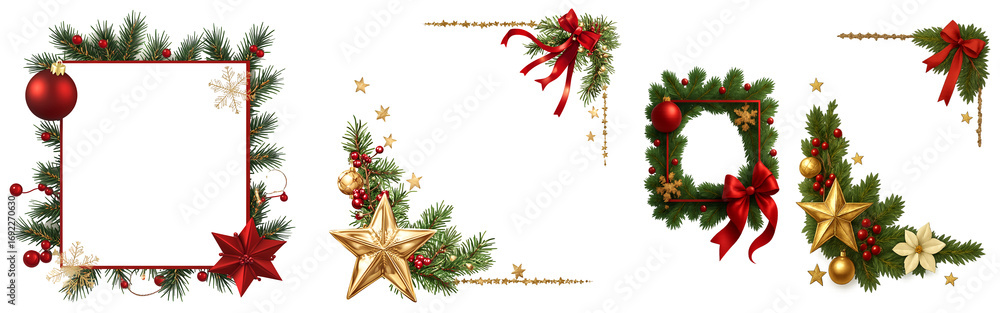 custom made wallpaper toronto digitalSet of christmas blank transparent frame - 4 frame in one set, Transparent background PNG image