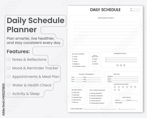 Daily Schedule Planner for Optimized Living Wellness Productivity Meal Planning and Consistent Activity Tracker for Life