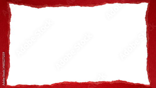 torn or ripped red paper frame,realistic torn cardboard paper edges 