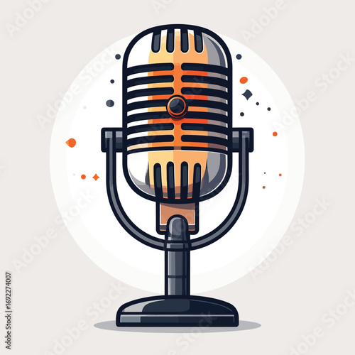 Classic Retro Microphone Icon for Audio Recording and Broadcasting.