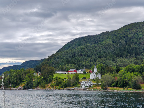 Wallpaper Mural Lavik Church in Lavik village, Hoyanger Municipality, Vestland County, Norway Torontodigital.ca
