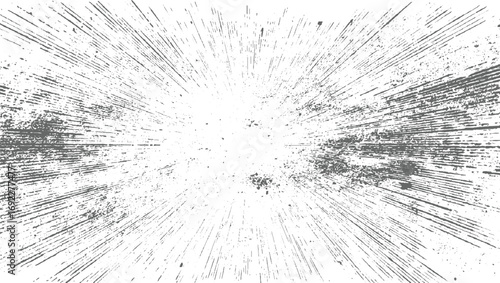 Abstract background with grey radial streaks and scattered speckles creating a textured effect.