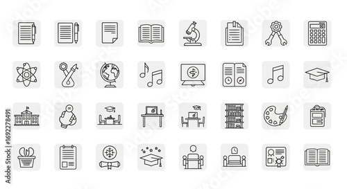 Vector Icons Set of A comprehensive set of hand drawn doodle icons for school and education. EPS Editable