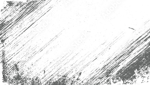 Gray diagonal lines and scattered speckles create a distressed texture on a white background.