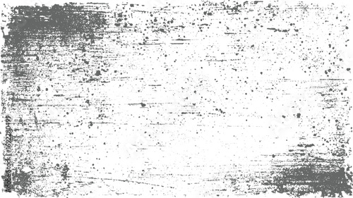 A gray distressed grunge texture with scattered speckles and horizontal lines on a white background.
