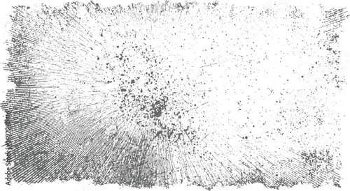 A distressed gray radial pattern with scattered dark dots and lines on a white background.