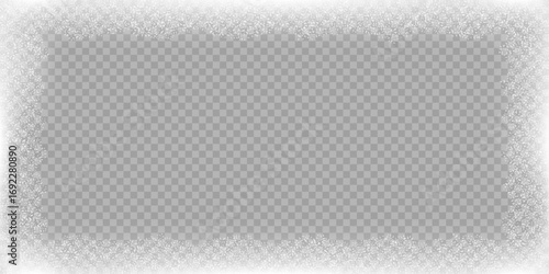 Frame with a transparent background and soft, faded white edges. Blurred snowy, frosted border vector illustration