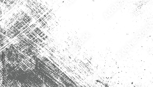 Gray distressed texture with diagonal lines and scattered speckles on a white background.