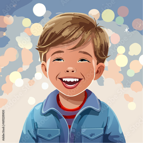 Smiling Boy Portrait with Bokeh Background