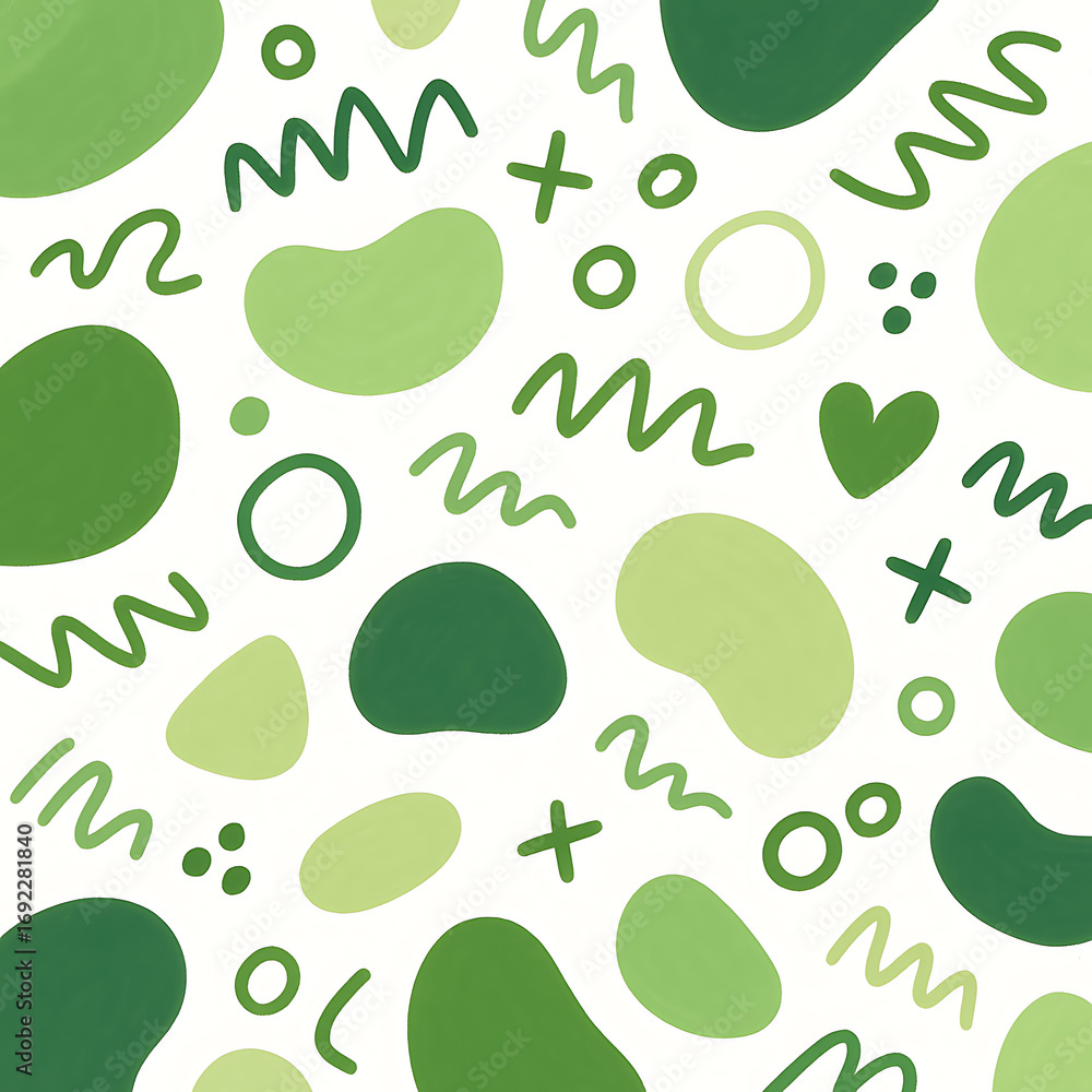 seamless pattern with green zigzag and abstract theme