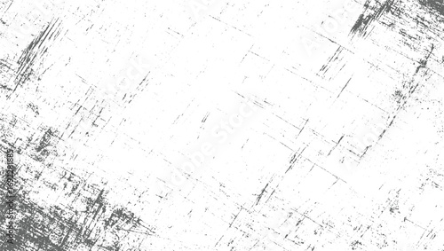 A white background with scattered gray scratches and speckles creating a distressed texture.
