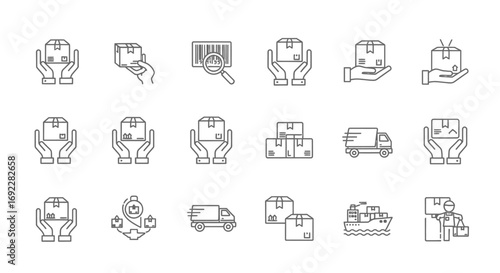 Vector Icons Set of Shipping and Delivery Logistics Line Icon Set Collection. EPS Editable