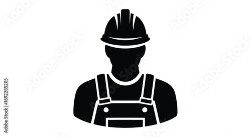 Silhouette of construction worker with hard hat