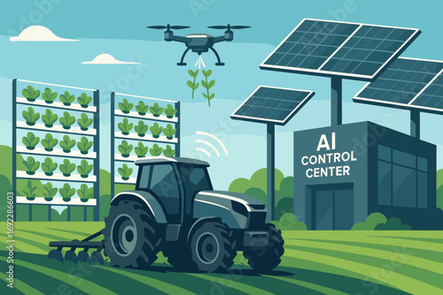 Farming innovation with drone technology and sustainable practices at a precision agriculture facility