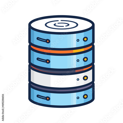 Database Server Stack Illustration with Data Storage.