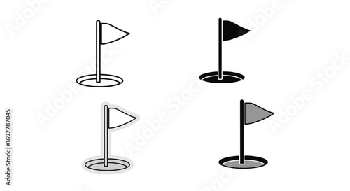Illustration of a golf hole with flag