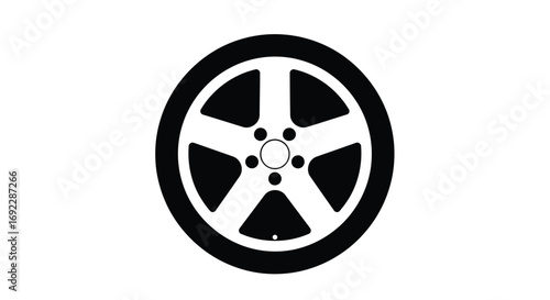 Black car wheel with five spokes