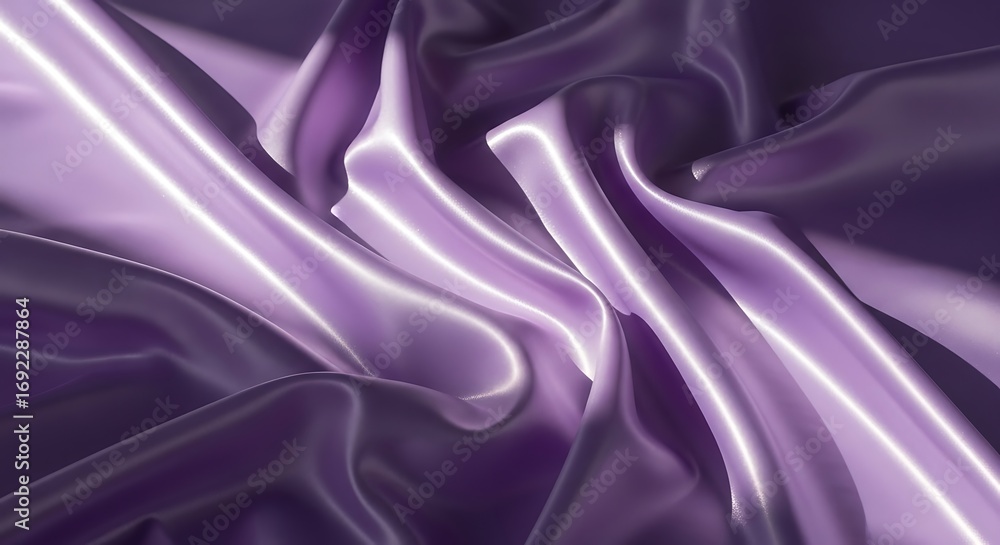 Fototapeta premium Luxurious purple satin fabric draped and folded, showcasing its smooth texture and elegant sheen