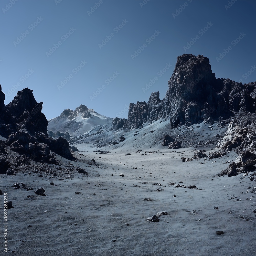 Obraz premium Rocky mountain landscape under a clear blue sky