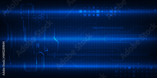 Abstract digital technology background with hi tech digital grid and circuit patterns.Futuristic technology concepts.Vecotor illustrations.