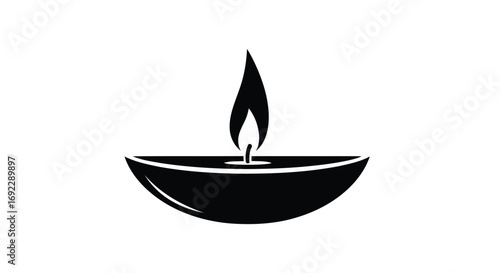 Simple black and white illustration of a candle flame