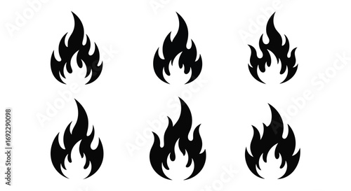 Set of fire flames for hot and burning effect