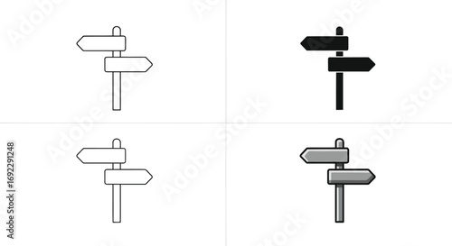 Signpost with direction arrows, navigation icon