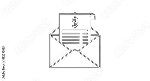 An envelope containing a bill with a dollar sign