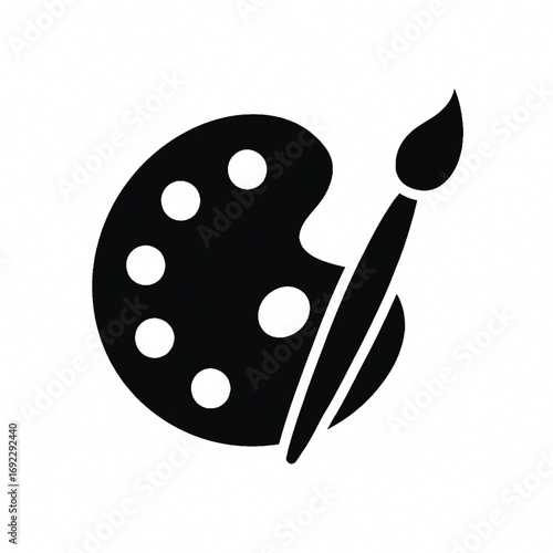 Minimalist Artist Palette and Paintbrush Silhouette – Creative Tools Vector for Branding & Education