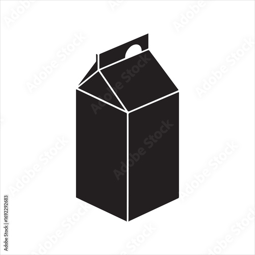 Minimalist milk carton silhouette isolated on transparent background