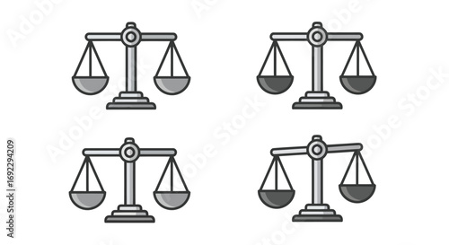 Four scales of justice representing balance