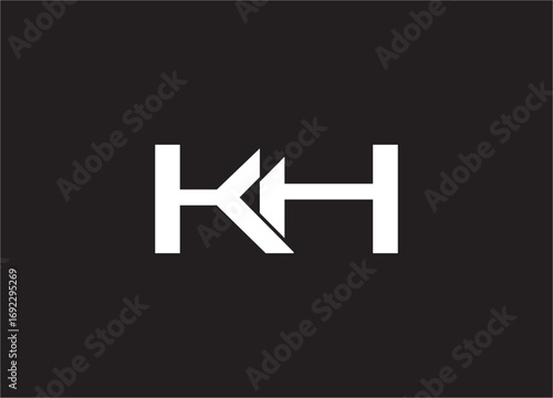 KH latter ligature typography logo design template