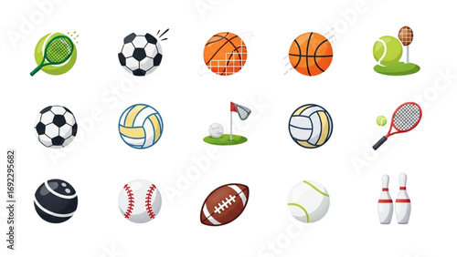 Sports Emoticons Vector Set | Ball Sports Emoji Icons Collection