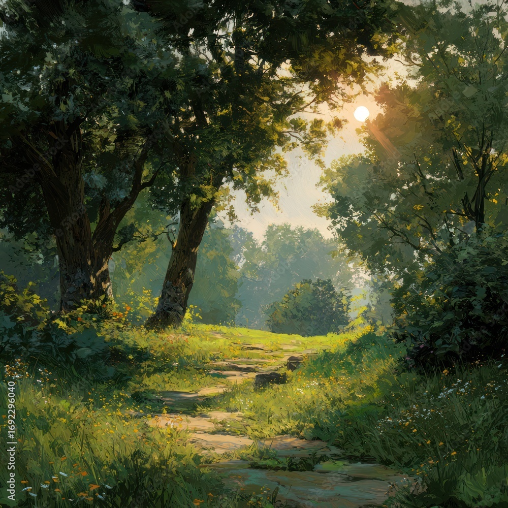 Naklejka premium intense midday sunlight summer scene