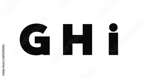 The letters G, H, and I are displayed in a bold, sans-serif font against a plain white background.