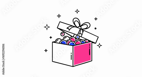 Unwrap joy with this vibrant gift box illustration, perfect for celebrations and creative design projects