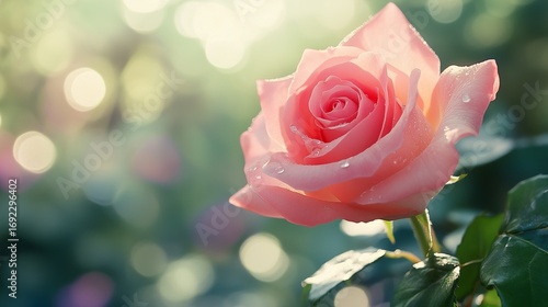 Pink rose wallpaper. Bokeh with pink roses in a garden. A beautiful field of beauty and depth of romance. Wallpaper featuring lifestyle pink roses.