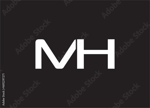MH latter ligature typography logo design template