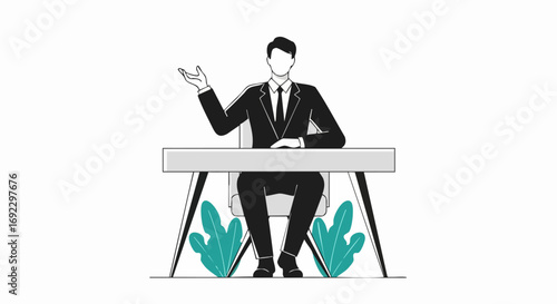 Engaging businessman presenting ideas in modern office setting, perfect for business presentations and corporate events