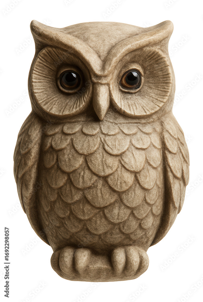 Naklejka premium Stone statuette of a wise owl