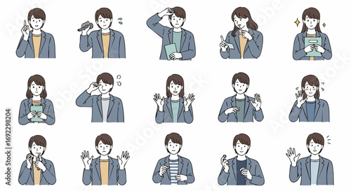 Photos Diverse professional illustrations showcasing business people in various poses a